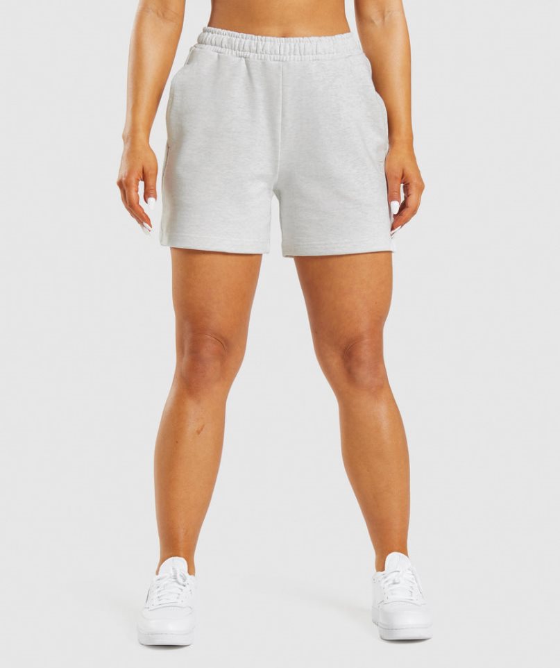 Women\'s Gymshark Rest Day Sweats Shorts White | CA 50DNA8